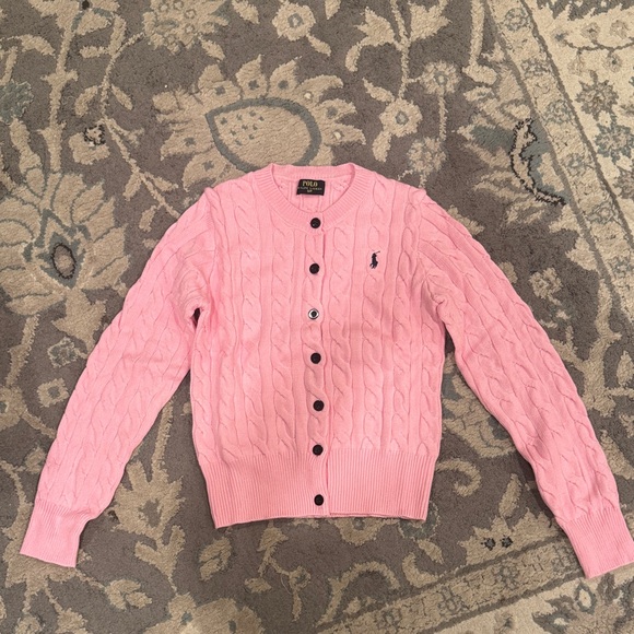 Polo Ralph Lauren Sweaters - Polo by Ralph Lauren Light Pink Cable-Knit Button Cardigan